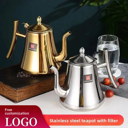 1L/1.5L Gold Teapot with Infuser Stainless Steel Water Kettle Tea pot Polish Fashion Durable Coffee Cold Water Pot Home Tea Tool