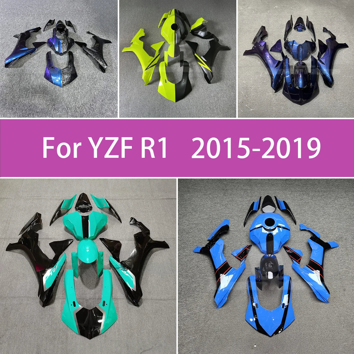 For 2015-2019 Yamaha YZF R1 Plastic Injection Molded Fairings Kit Custom 15-19 YZF-R1 Replacement Fairing Set