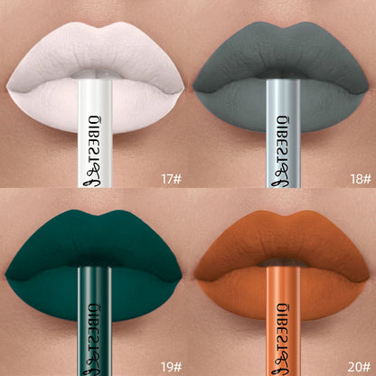 QIBEST Sexy Red Matte Lip Gloss Long Lasting Velvet Liquid Lipstick Lip Makeup Women Beauty Nonstick Cup Waterproof Lipgloss Hot
