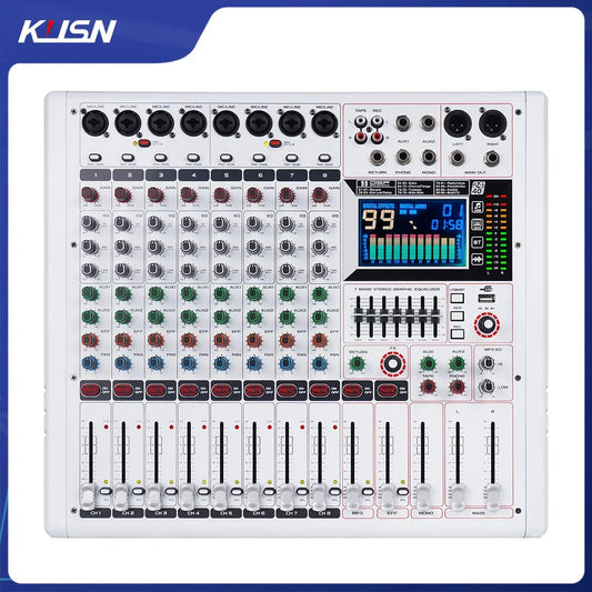 8 Channel 99 DSP Professional Audio Mixer Sound Mixing Console Soundcraft Sound Mixer with Bluetooth USB