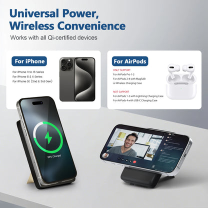 Magnetic Wireless Charger Station 15W Fast Charging Multi-Device Lightweight Portable For IPhone 17 16 15 14 13 Samsung AirPods