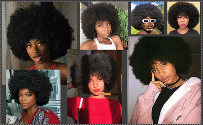 Glueless Afro Kinky Curly Wig Human Hair for Women Short Fluffy Curly Wigs Human Hair Pixie Cut Afro Wig for Black Women