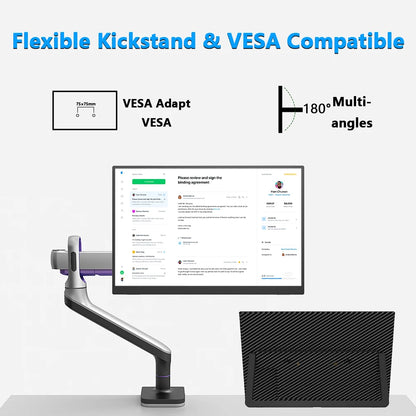 14 Inch Touch Portable Monitor Carbon Fiber 1920×1200 16:10 60Hz IPS Screen Built-in Kickstand External Display For Laptop Phone
