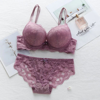 Women Lace Bras Set Low Waist Panties Underwire Top Big Size Bra Sexy Lingerie Set Female Comfortable Girls Underwear Sets Top