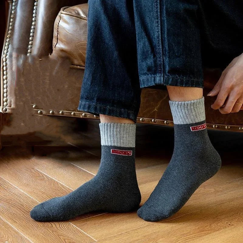 10Pairs/Men's Cotton Socks Winter Autumn Thickened Warm Mid-tube Socks Cotton Loop To Keep Warm Antibacterial Socks for MenWomen