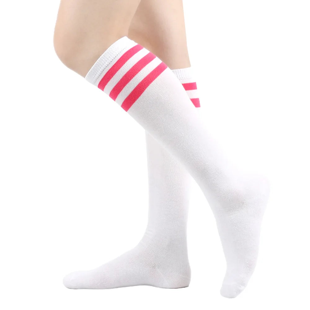 Middle Tube Sock Women Striped Knee High Ladies Japanese Harajuku College Style Cotton Summer Calf Sock Black White Female Gift