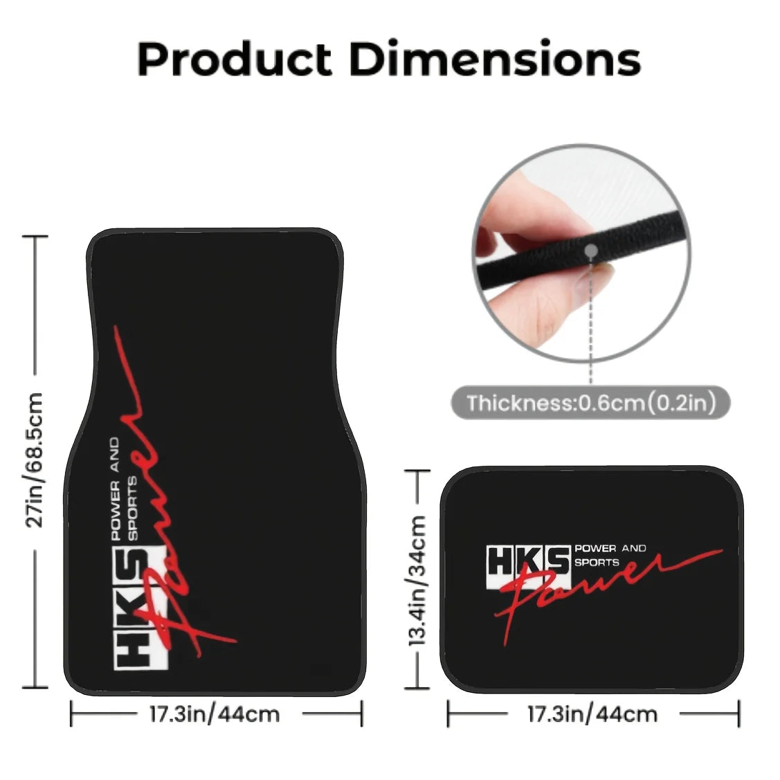 4pcs- Car Floor Mats With HKS POWER AND SPORTS Logo And Vibrant Color Prints, Car Interior Upgrades, Eye-Catching Patterns, High