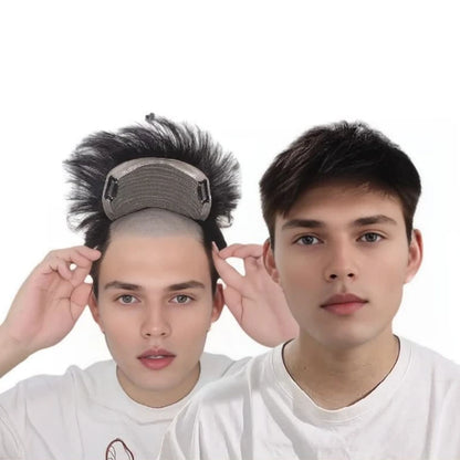 100% Human Hair Toupee Wigs for Men Hair Male Wig Capillary Prothesis Replacement System Men's Wig Real Hair for Cover Grey Hair