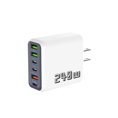 240W GaN Charger 2 Port USB C + USB A Fast Wall Charger UK/EU Plug PD Super Fast Charging For iPhone Samsung iPad Android Phone