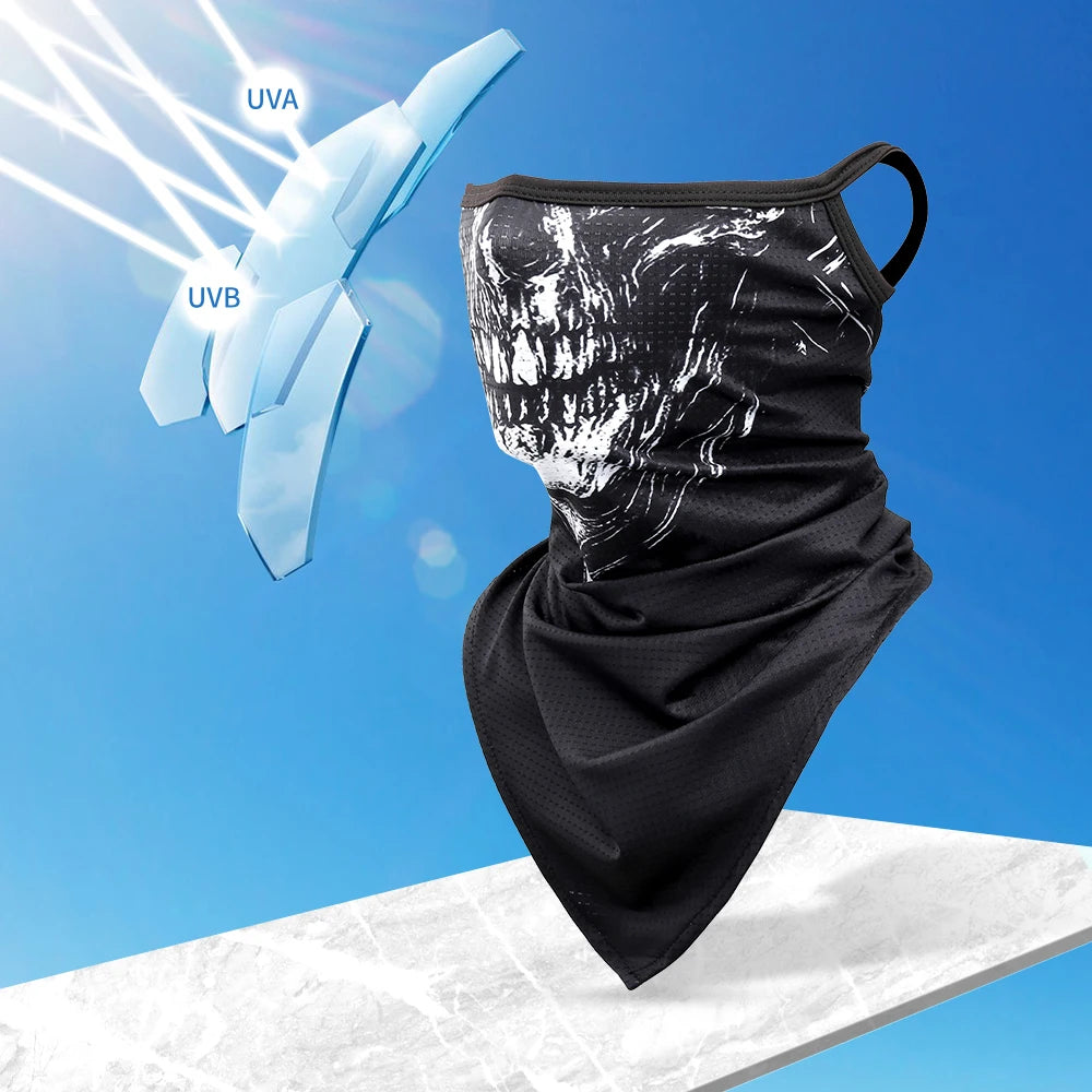 Summer Breathable Bandana Skull Printed Scarf Sun Protection Quick-drying Face Cover Reusable Mask Neck Gaiter Halloween Gift