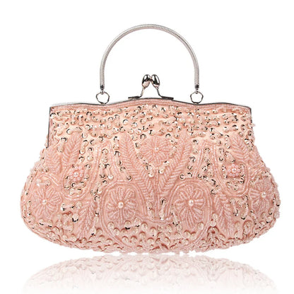 Fashion Retro Women Evening Bags Beaded Ladies Clutch Purse Shoulder Chain Wedding Party Women's Handbag Purses and Handbags