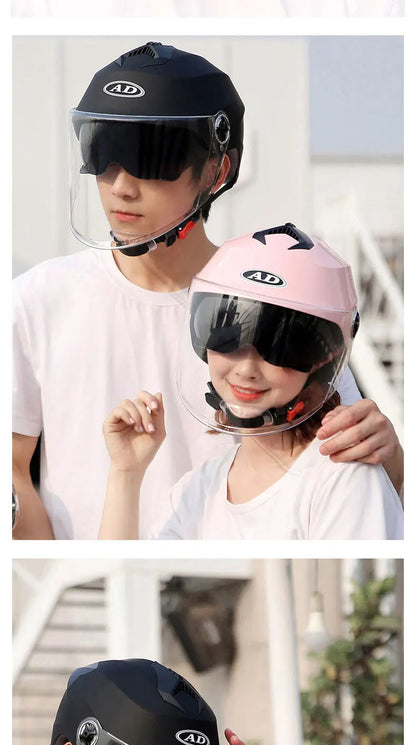 Motorcycle Helmets With Led Lights Moped Helmet Electric Scooter for Men Women With Double Visor Rechargeable Bicycle Light Bike