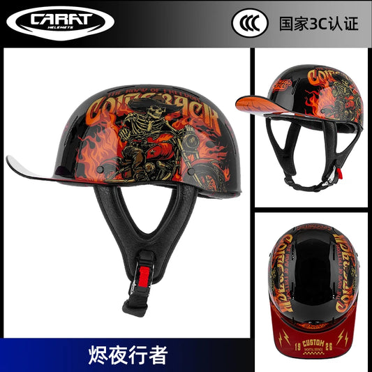 New retro summer motorcycle helmet motorcycle cruising half face helmet anti-collision men lightweight and breathable.