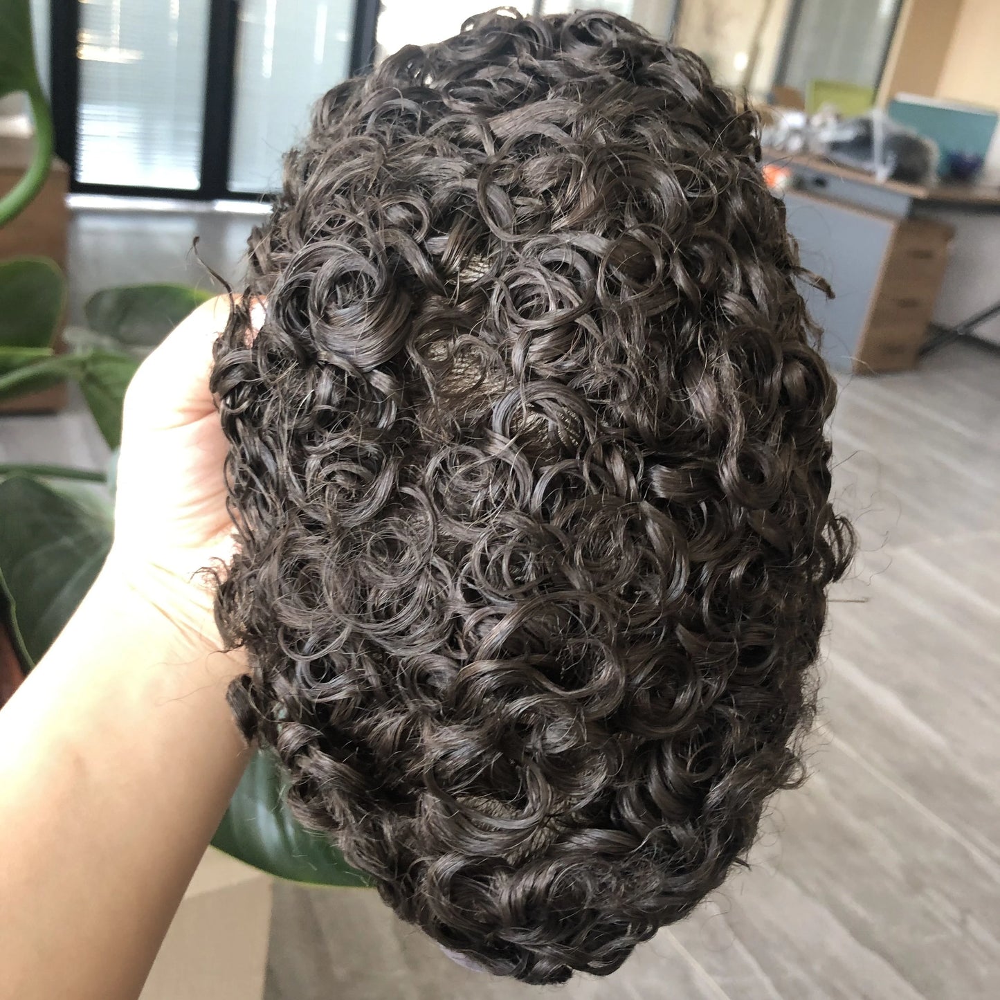 Undetectable Afo Man Jet Black 18mm Curly Micro Skin Base Men Toupee Natural Hairline Man's Curly Human Hair Prosthesis System