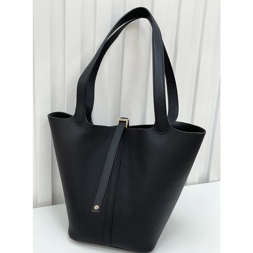 Mendy Large Women's Bag Vintage Leather Bucket Bag 26CM Tote Hobo Bag for Women Soft Leather Underarm Shoulder Purse Handbag New