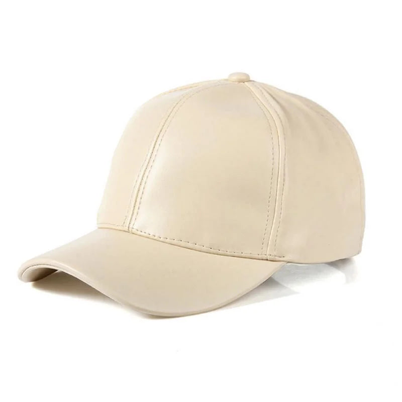 1PC Unisex Solid Men Women Baseball Cap PU Leather HIP HOP Snapback Caps Hats for Men Baseball Caps Black Adjustable Hat