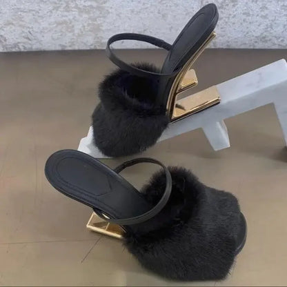 Women Single Shoes Fashion Sexy Anti Slip High Heels 2025New Special-shaped Half-support Simple Banquet Shoes for Women Footwear