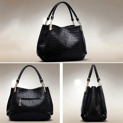 Women's Bag Large Capacity Tote Daily Commute Women's Shoulder Bag Crocodile Print Bright Face Handbag Shopping Women's Handbags