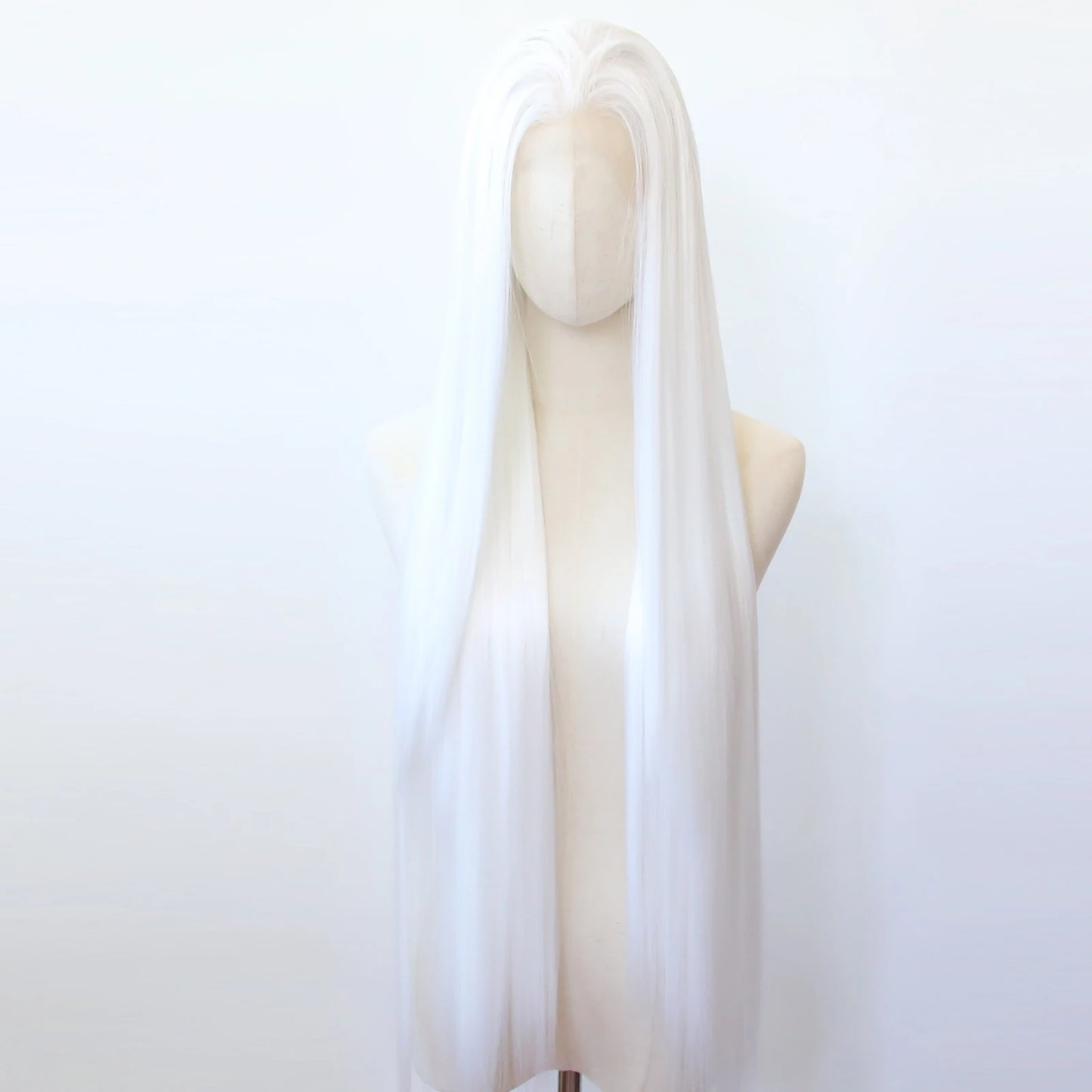 Pure White Synthetic Lace Front Wig 40inch Long Straight Snow White Lace Front Synthetic Wig Pre Plucked Natural Hairline