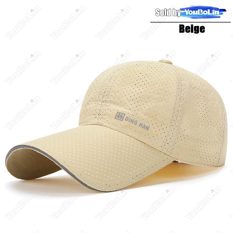 Extended Brim Summer Breathable Perforated Quick-Drying Adjustable Baseball Cap Sun Hat Trucker Caps Dad Hats