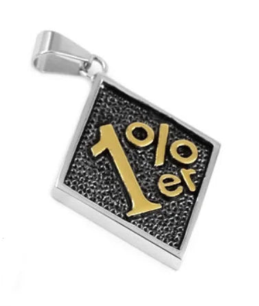 Wholesale Black Red Blue Yellow One Percent Pendant Stainless Steel Jewelry Classic 1% ER Biker Mens Women Pendant SWP0063A