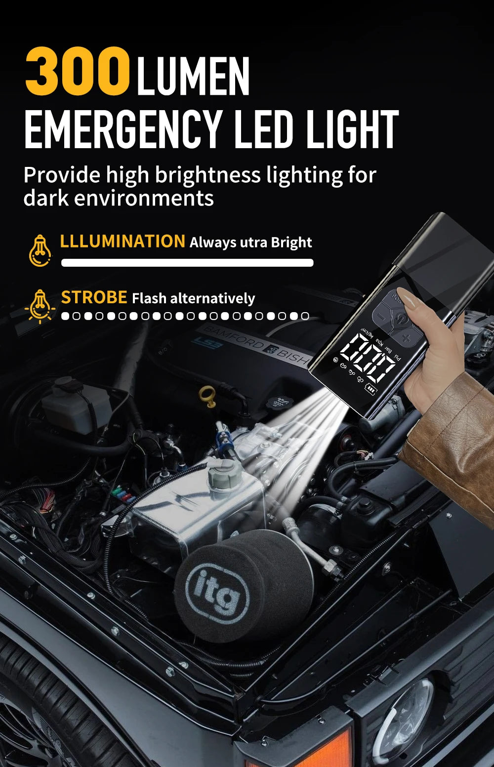 2500A Professional Car Starter Car Booster with 150PSI Air Compressor Power Bank Portable Charger for Car Battery Jump Starter