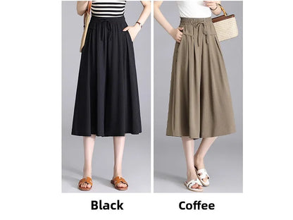 High Waist Wide Leg Seven-Foot Pants Women's Summer 2026 New Style Loose Comfortable Casual Trousers Skirt Pants