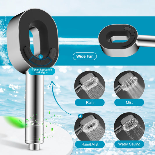 High Pressure Shower Head with Handheld Combo, 20-Stage Filter Showerhead with LED Temp Disaplay, 5 Spray Mode