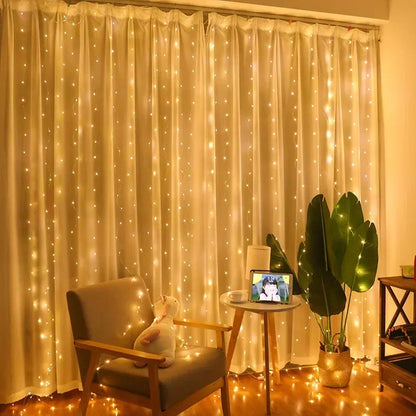 3/4/6m Curtain LED String Lights Garland USB Festoon Remote Control Fairy Garland Lights Christmas Decoration for Bedroom Home