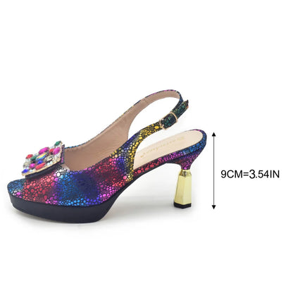 Italian Matching Nigerian Shoe and Bag Decorated with Rhinestone African Shoes and Bags Matching Set Luxury Wedding Woman Shoe