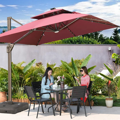 Led Big Size Umbrella Parasol Metal 3M Dia Solar Panel Patio Restaurant Umbrella Outdoor Garden Nature Wholesale Beach Umbrellas