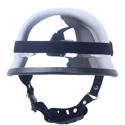 DOT Chrome Silver Mirror Color Motorcycle Helmet German Motorcycle Half Helmet Chopper Biker Pilot Helmet with Free Goggle