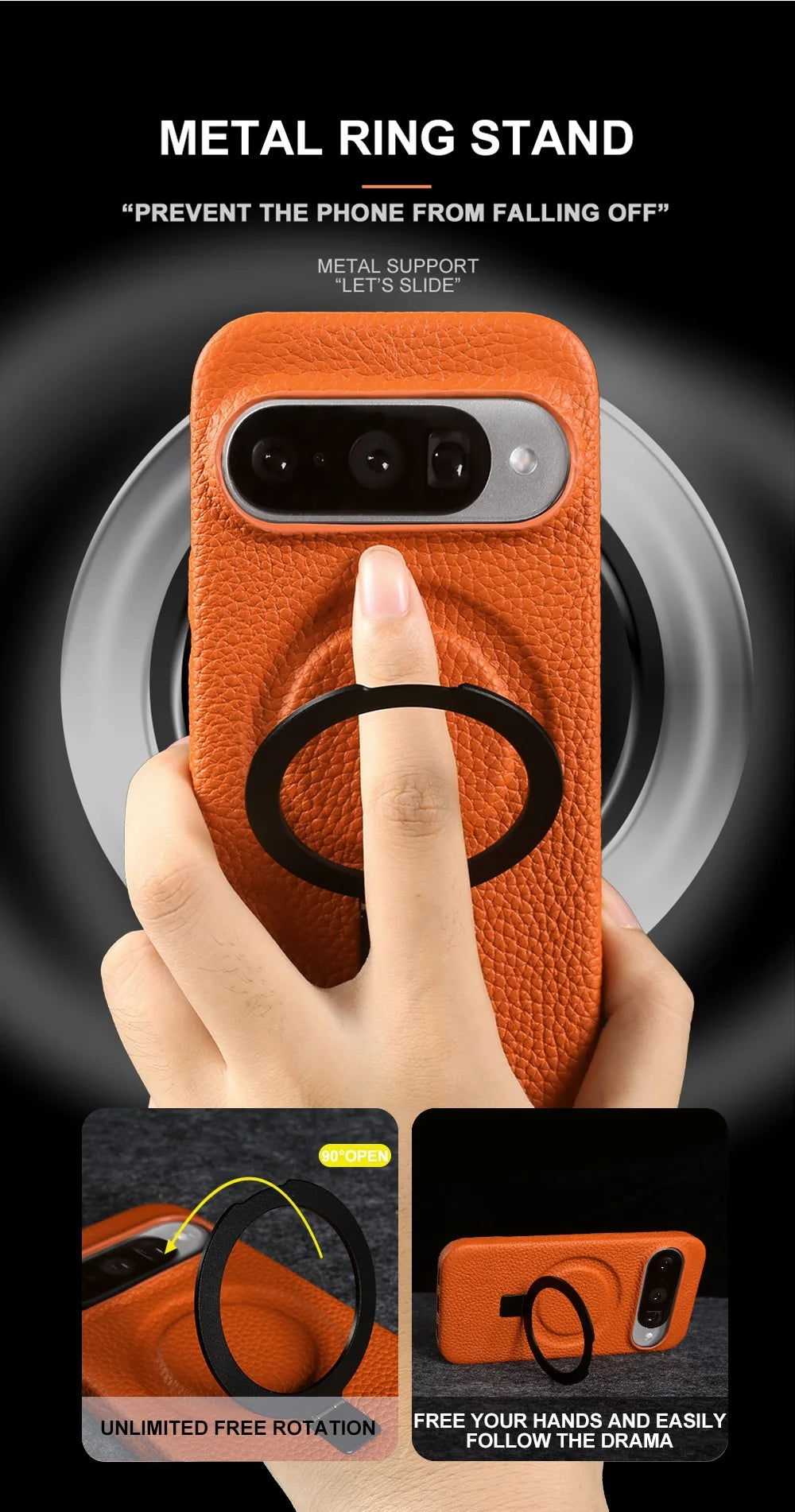 Magnet Ring Stand Phone Case For Google Pixel 10 Pro 9Pro 8A 7Pro 6pro 5A Cover Genuine Leather Case Magnetic Back Cover Cases