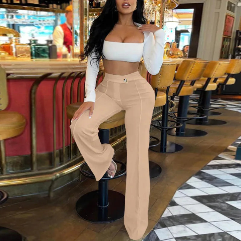 Women Flared Wide-leg Pants New 2026 Fashion Temperament Commuting Pants Versatile Fashionable Casual Wide Leg Pants Trousers