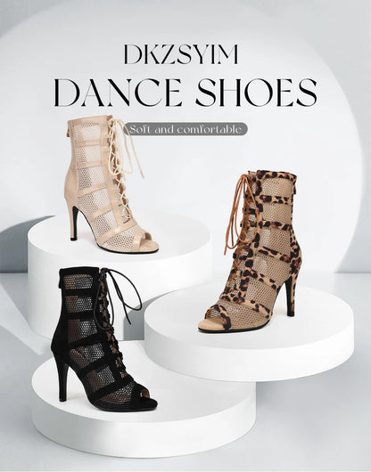 DKZSYIM Dance Boots Latin Women Ballroom Dance Shoes Ladies Girls Soft Soles Tango/Salsa Dance Shoes Sexy Thin Heel 7cm-11cm