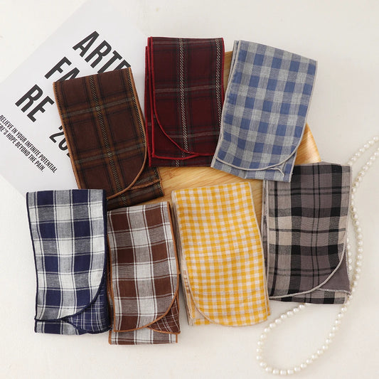 British Cotton Skinny Plaid Scarf Fashionable Outfit Hairband Necktie Scarf Small Shawl Headscarf Neck Protection Scarf 11X120cm