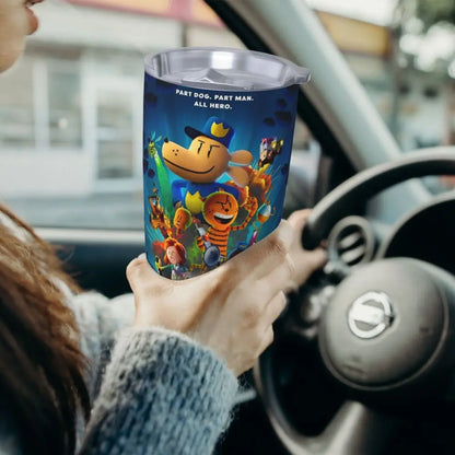 Dog Man Dogman Movie Comic Insulated Tumbler with Straws Cartoon Stainless Steel Thermal Mug Double Wall Car Bottle Cups, 20oz