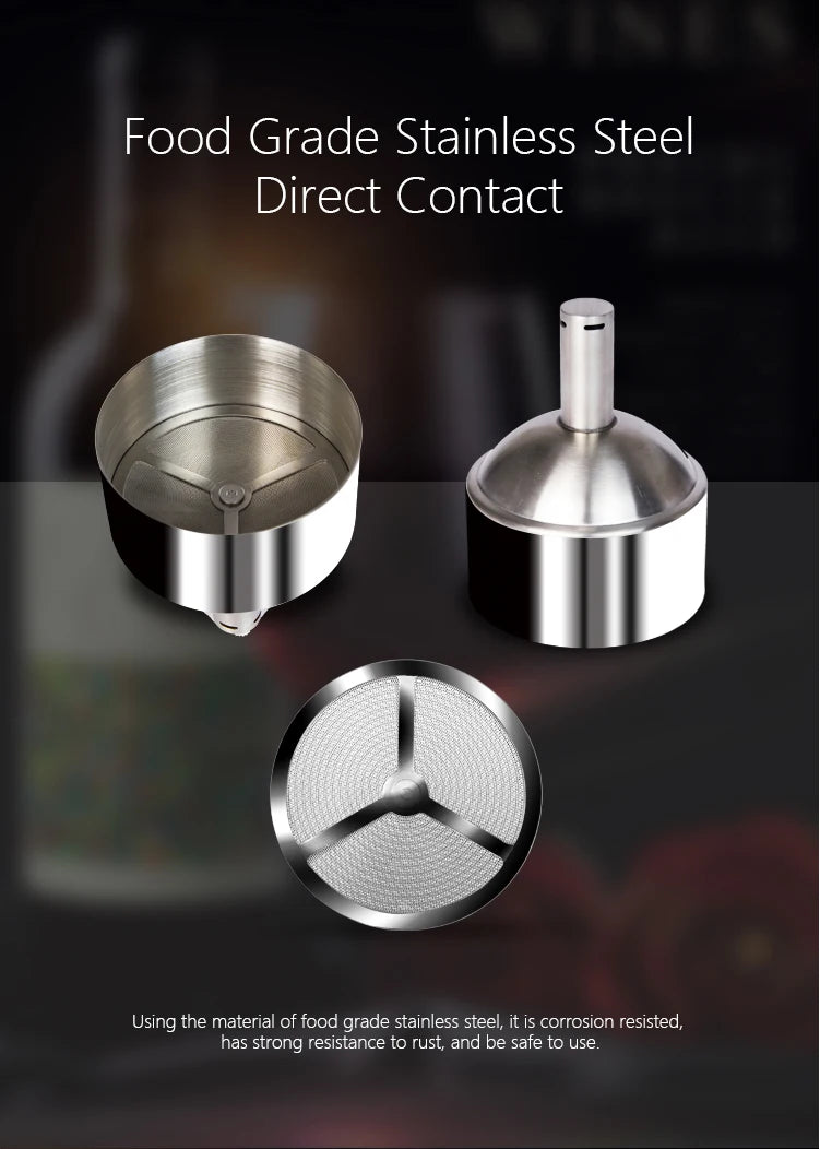 Stainless Steel Wine Shower Funnel with Sediment Strainer, Wine Aerator