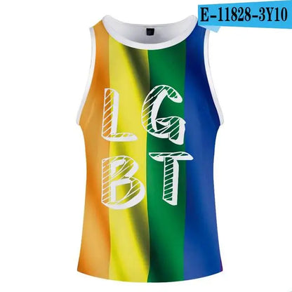 Pride LGBT fashion tank tops boy Gay Love Lesbian Rainbow Flag summer vest bodybuilding Sleeveless shirt fitness tank top men