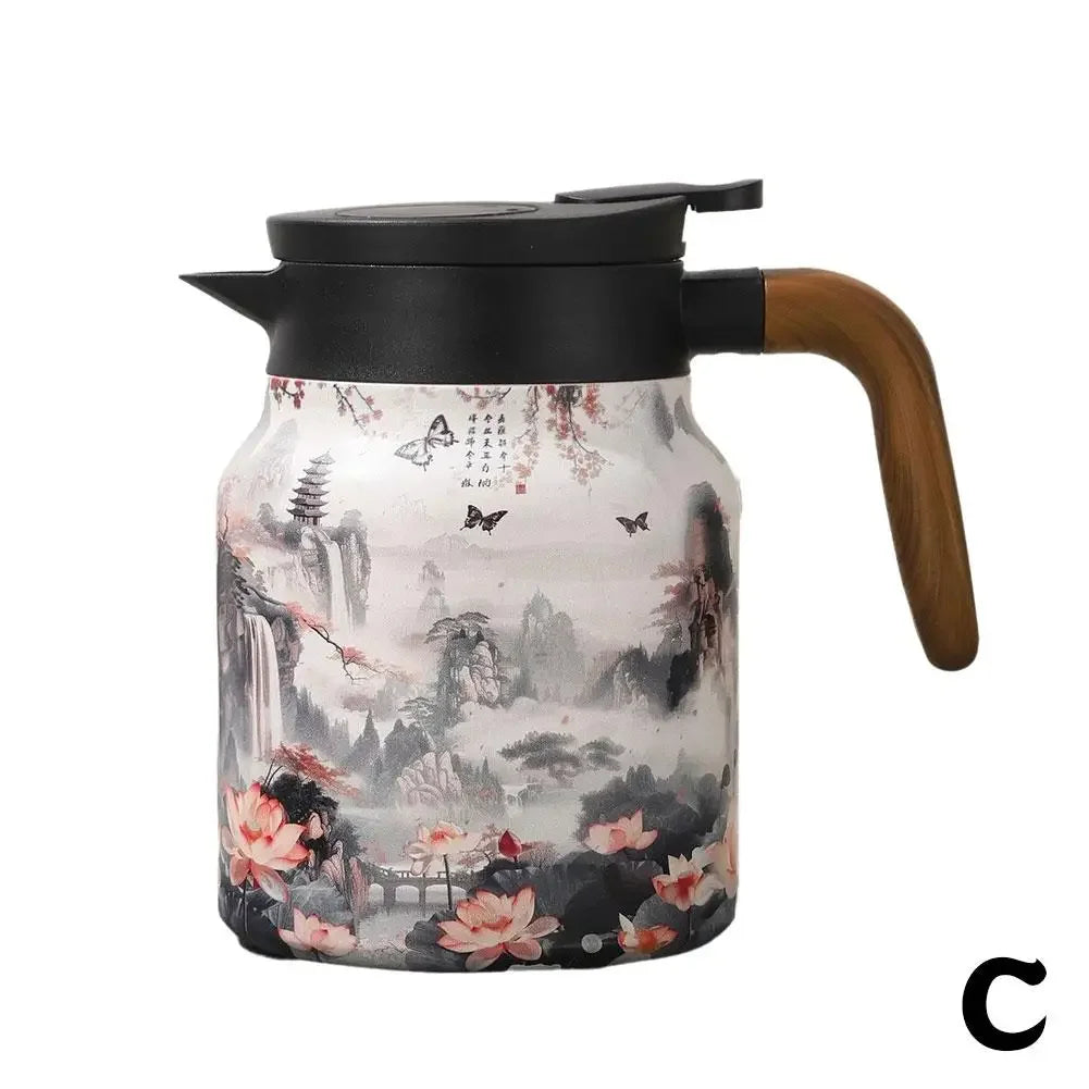 Chinese Style Teapot Steel Tea Kettle Blue and White With Tea Tea Design Maker Porcelain Kettle 1000ml Filter Water K1T4