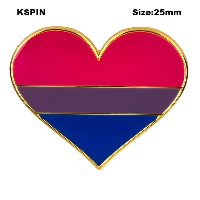 10pcs a lot Rainbow Pride Heart Shaped  Badge Symbol Pin Metal Badges Decorative Brooch Pins for Clothes Brooch Jewelry