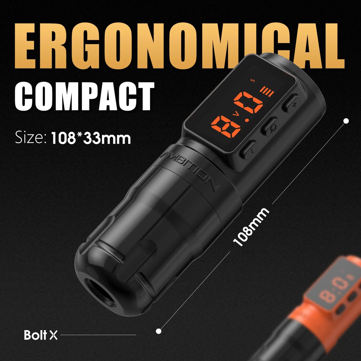 Ambition Bolt-X Kit Tattoo Machine Pen Set Wireless Power Supply Battery 1600mAh 10Hours Permanent Makeup Coreless Tattoo Gun