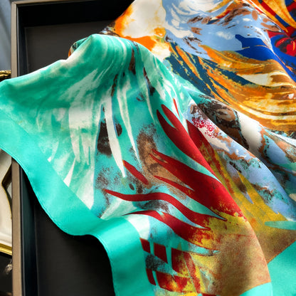 Luxury Silk Hair Square Scarf Women Satin Neck Tie Hand Wrist Foulard Summer Print Shawl Wraps Head Kerchief Hijab Bandana New