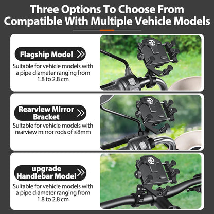 New Motorcycle Phone Holder Universal Alloy Shock-Absorbing Motos Bike Handlebar Navigation Bracket 360° Rotary Adjustable Stand