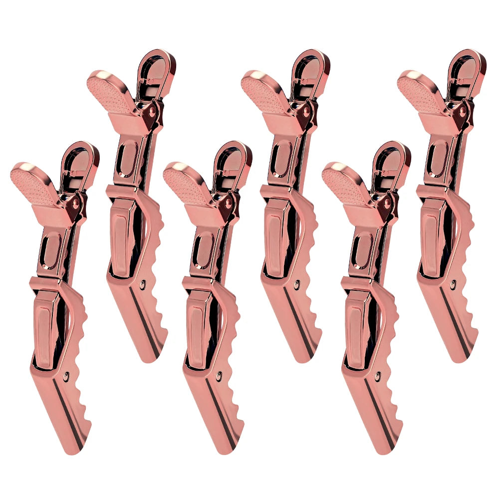 6pcs Crocodile Clip Plating Professional Hairdressing Perm Positioning Non-slip Clip Durable Portable Barber Shop Styling Tools