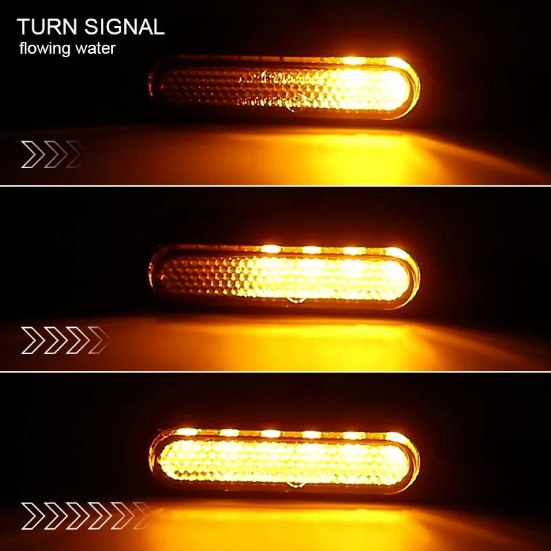 Motorcycle Mini LED Turn signals Handlebar Blinker Indicators Amber Flowing water signal lamp white DRL clignotant moto 12V