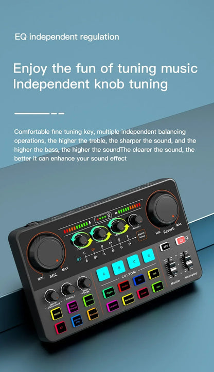 48V Phantom Power Professional Live Sound Card 12 Electronic Tone Sound Card Audio Mixer DJ Controller for For Youtube PC\Phone