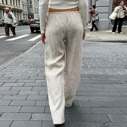 Y2K Vintage Striped Loose Pants Comfy Loung Pants Streetwear Casual Tie Up Waist Wide Leg Trousers Women Pajamas Sleepwear