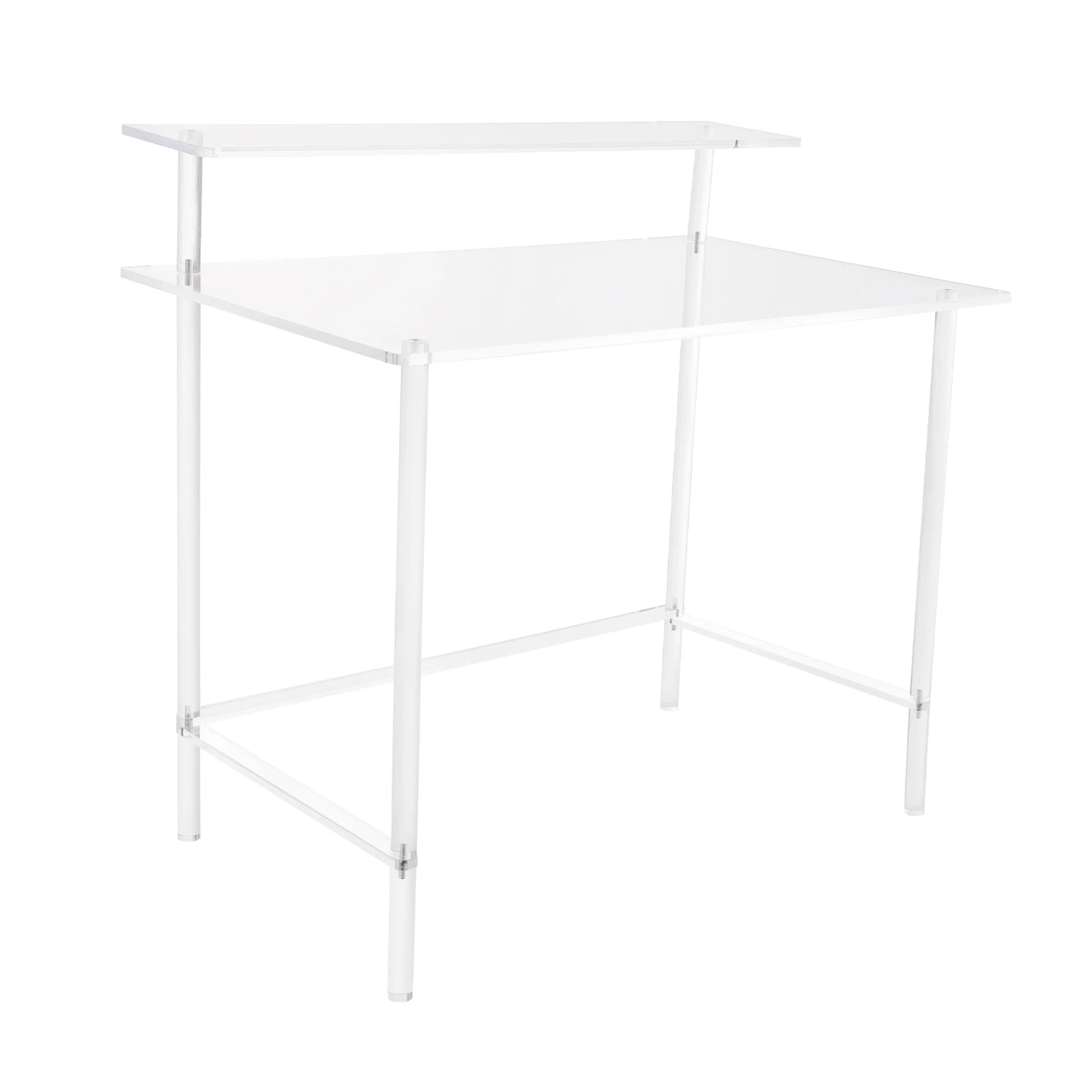 Acrylic Desk 2-Tier Computer Desk Home Office Clear Desk 31.5*19.69*34.65in Writing Table Vanity Desk Study Desk