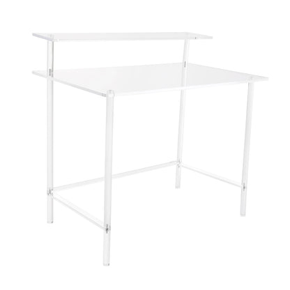 Acrylic Desk 2-Tier Computer Desk Home Office Clear Desk 31.5*19.69*34.65in Writing Table Vanity Desk Study Desk